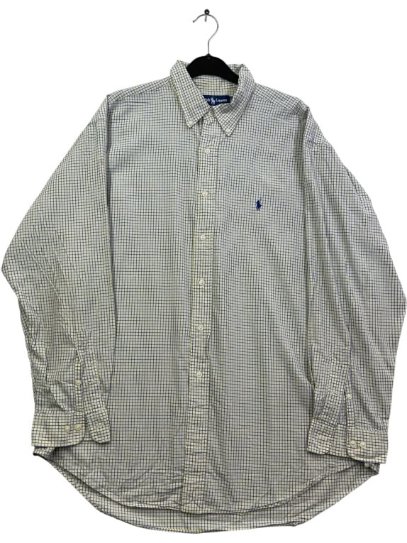 RALPH LAUREN CAMICIA A QUADRI CON LOGO GIALLO BLU UNISEX XXL