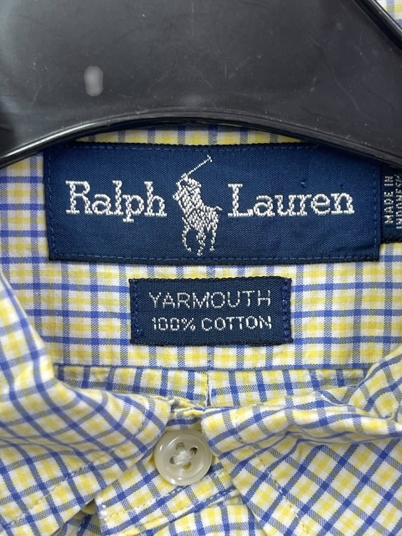 RALPH LAUREN CAMICIA A QUADRI CON LOGO GIALLO BLU UNISEX XXL