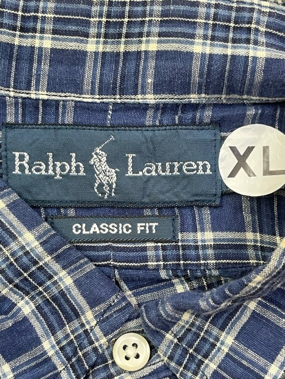 RALPH LAUREN ΠΟΥΚΑΜΙΣΟ ΚΑΡΟ ΜΠΛΕ ΑΝΤΡΙΚΟ PRE OWNED XL