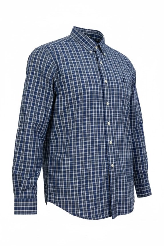 RALPH LAUREN BUTTON DOWN SHIRT CLASSIC PLAID NAVY MENS PRE OWNED XL