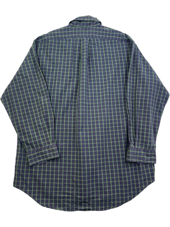 RALPH LAUREN SHIRT CHECK GREEN NAVY MENS PRE OWNED L
