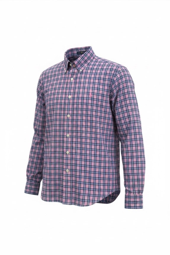 RALPH LAUREN ΠΟΥΚΑΜΙΣΟ ΚΑΡΟ ΡΟΖ ΜΠΛΕ ΑΝΤΡΙΚΟ PRE OWNED M
