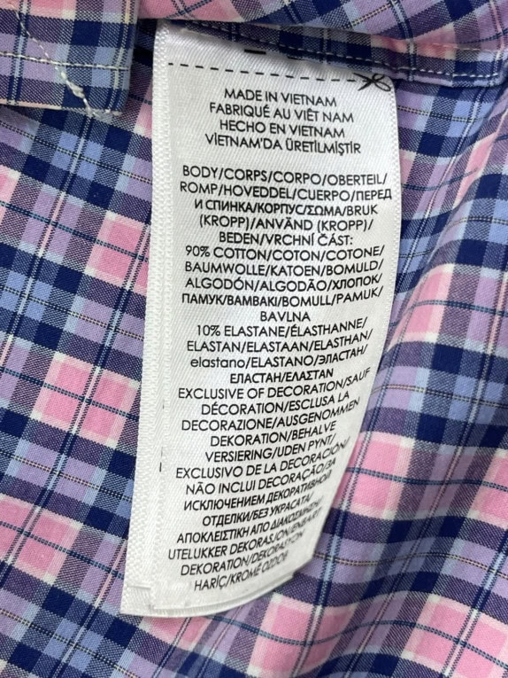 RALPH LAUREN CAMICIA BUTTON DOWN CHECK ROSA BLU UOMO PRE OWNED M