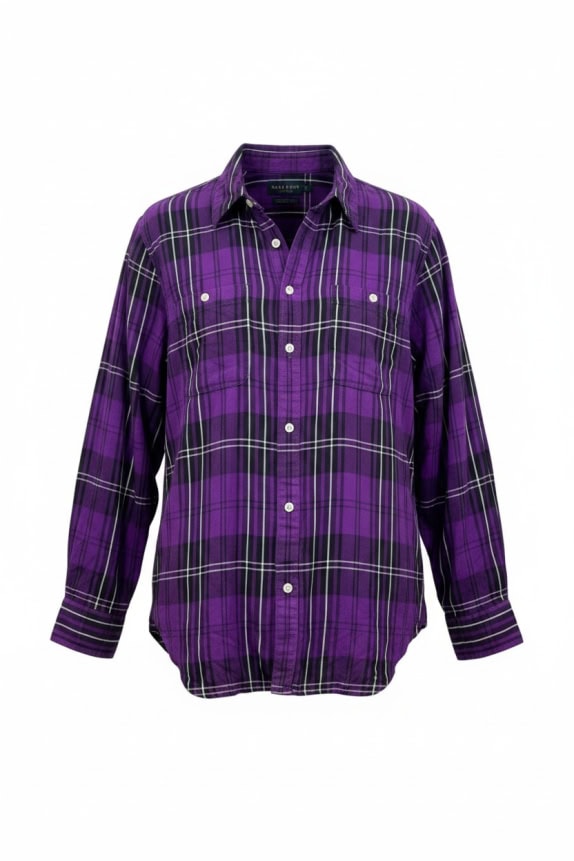 RALPH LAUREN ΠΟΥΚΑΜΙΣΟ ΚΑΡΟ VINTAGE ΜΟΒ ΓΥΝΑΙΚΕΙΟ XL pre-owned