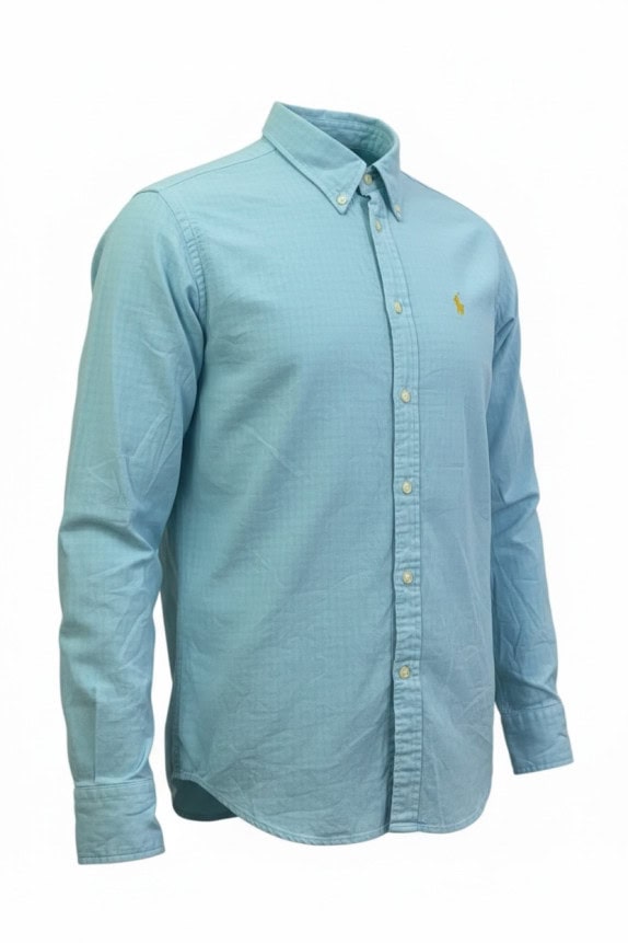 RALPH LAUREN CAMICIA BUTTON DOWN CLASSICA AZZURRA UOMO PRE OWNED M
