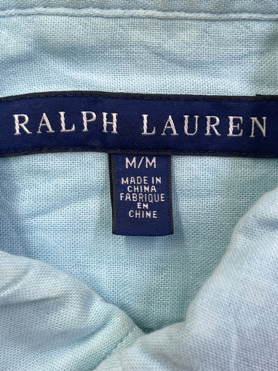 RALPH LAUREN CAMICIA BUTTON DOWN CLASSICA AZZURRA UOMO PRE OWNED M