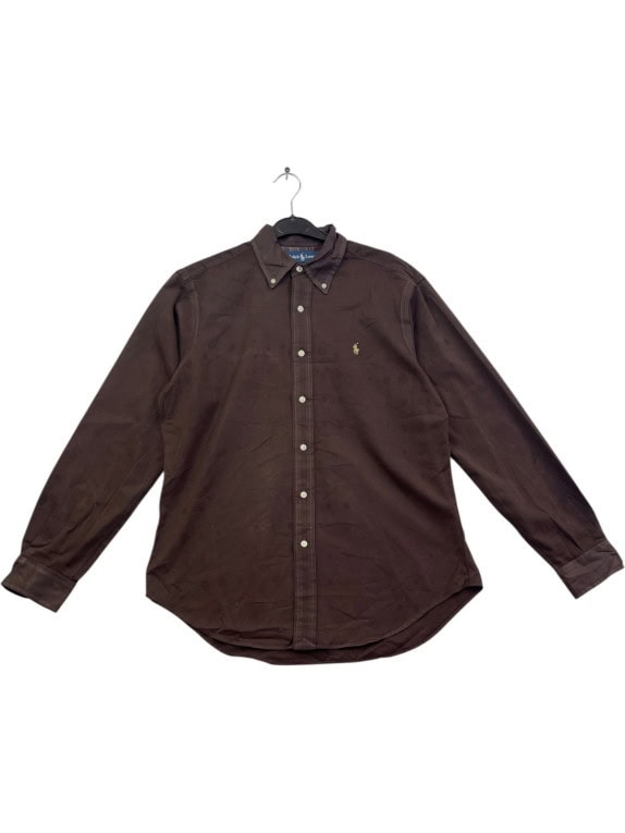 RALPH LAUREN CAMICIA BUTTON DOWN CLASSICA MARRONE UOMO PRE OWNED M