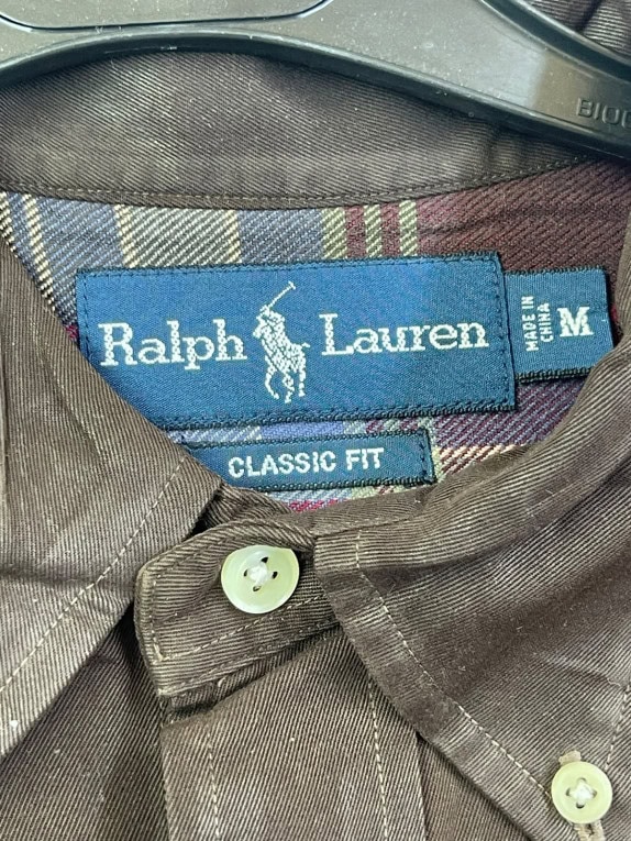 RALPH LAUREN CAMICIA BUTTON DOWN CLASSICA MARRONE UOMO PRE OWNED M