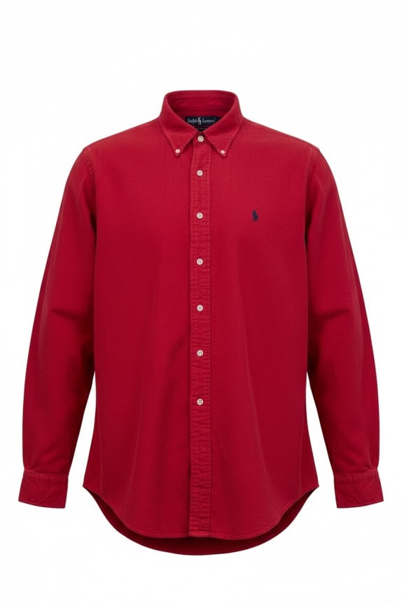 RALPH LAUREN CAMICIA BUTTON DOWN CLASSICA ROSSA UOMO PRE OWNED L