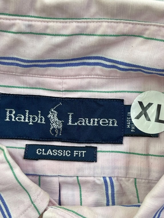 RALPH LAUREN CAMICIA CLASSICA BIANCA RIGATA UOMO PRE OWNED XL