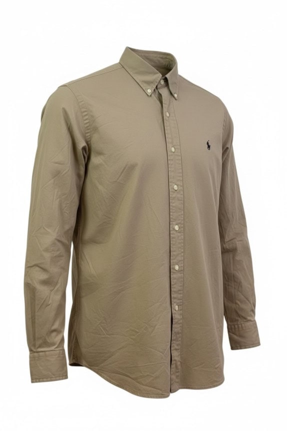 RALPH LAUREN CAMICIA BUTTON DOWN CLASSICA BEIGE UOMO PRE OWNED M