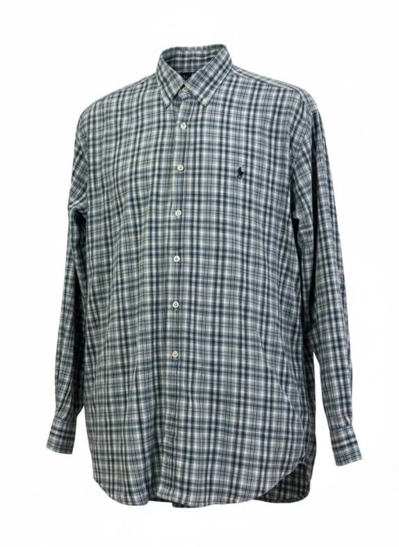 RALPH LAUREN CAMICIA CLASSICA BLU A QUADRI UOMO PRE OWNED XL