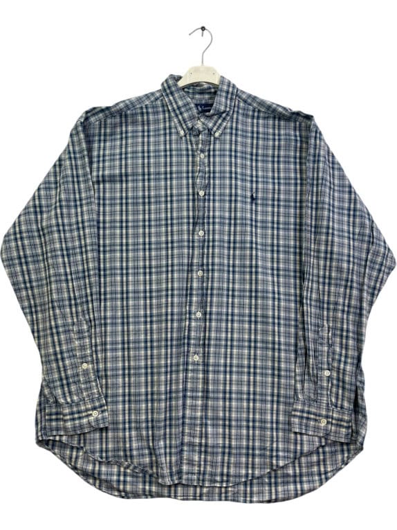 RALPH LAUREN ΠΟΥΚΑΜΙΣΟ ΚΛΑΣΙΚΟ ΜΠΛΕ ΚΑΡΟ ΑΝΤΡΙΚΟ PRE OWNED XL