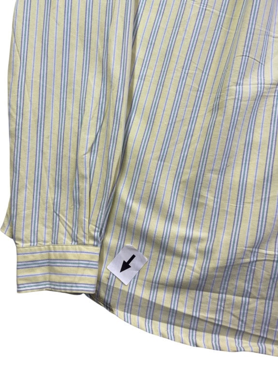 RALPH LAUREN BUTTON DOWN SHIRT CLASSIC STRIPED YELLOW MENS PRE OWNED L