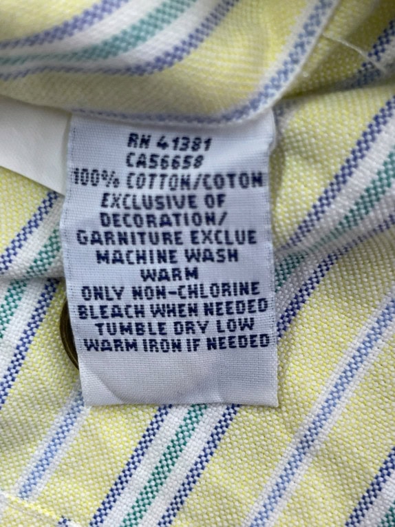 RALPH LAUREN BUTTON DOWN SHIRT CLASSIC STRIPED YELLOW MENS PRE OWNED L