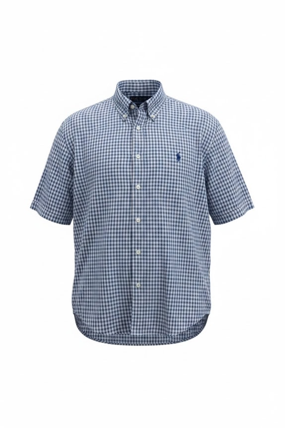 RALPH LAUREN ΠΟΥΚΑΜΙΣΟ ΚΟΝΤΟΜΑΝΙΚΟ BLAKE ΚΑΡΟ ΜΠΛΕ UNISEX XL