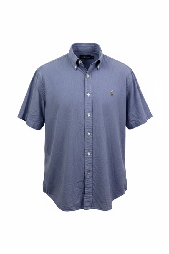 RALPH LAUREN CAMICIA A MANICHE CORTE CHAMBRAY OXFORD BLU UNISEX M