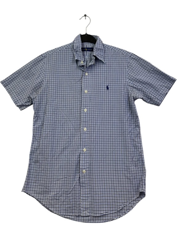 RALPH LAUREN CAMICIA A QUADRI BLU A MANICHE CORTE DA UOMO S pre-owned