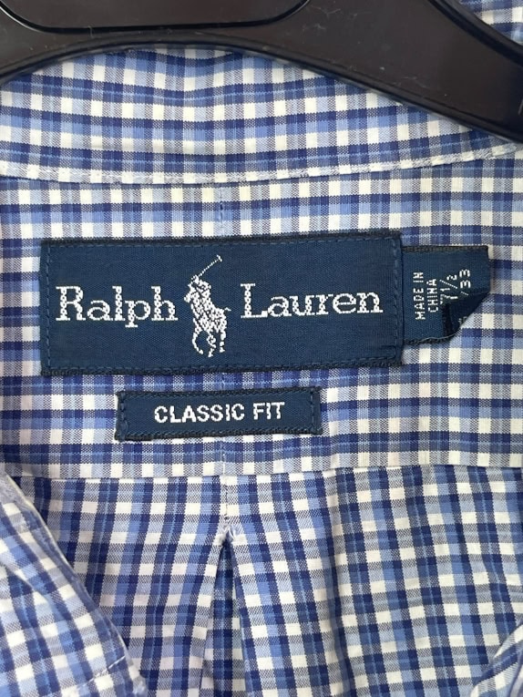RALPH LAUREN ΠΟΥΚΑΜΙΣΟ ΜΑΚΡΥΜΑΝΙΚΟ ΚΑΡΟ ΜΠΛΕ ΑΝΤΡΙΚΟ XL pre-owned