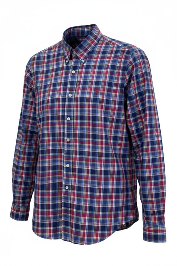 RALPH LAUREN LONG SLEEVE CHECK SHIRT BLUE MENS XL pre-owned