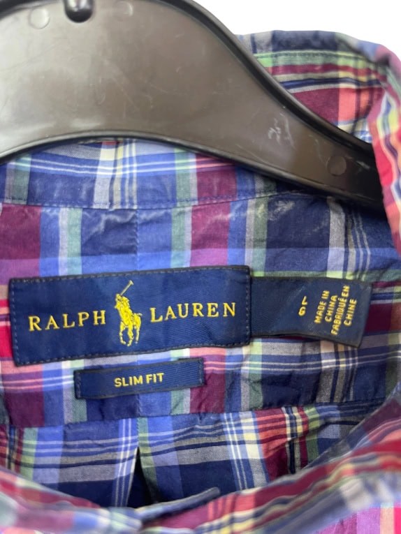RALPH LAUREN ΠΟΥΚΑΜΙΣΟ ΜΑΚΡΥΜΑΝΙΚΟ ΚΑΡΟ ΜΠΛΕ ΑΝΤΡΙΚΟ XL pre-owned