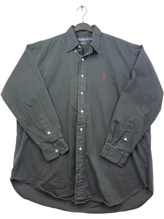 RALPH LAUREN CAMICIA A MANICHE LUNGHE NERA DA UOMO L usata