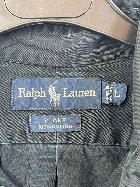 RALPH LAUREN CAMICIA A MANICHE LUNGHE NERA DA UOMO L usata