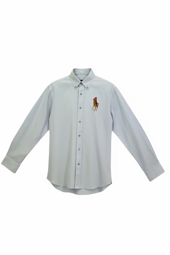 RALPH LAUREN BIG PONY STRIPED SHIRT LIGHT BLUE UNISEX S