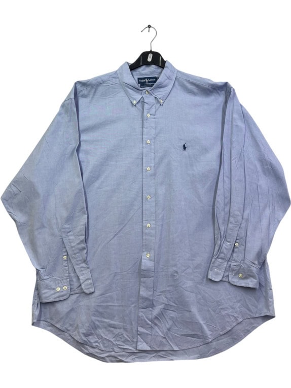RALPH LAUREN CAMICIA OXFORD CLASSIC AZZURRO UOMO PRE OWNED XXL
