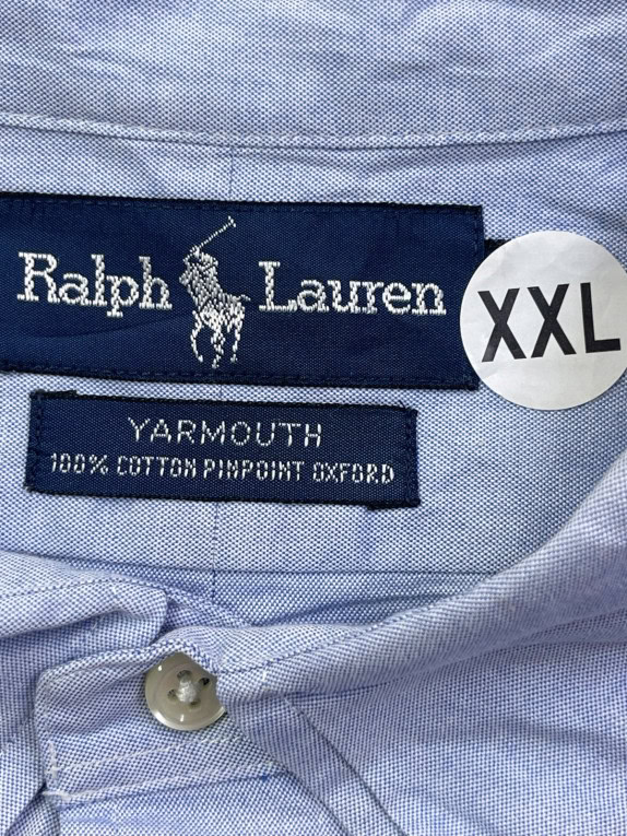 RALPH LAUREN CAMICIA OXFORD CLASSIC AZZURRO UOMO PRE OWNED XXL