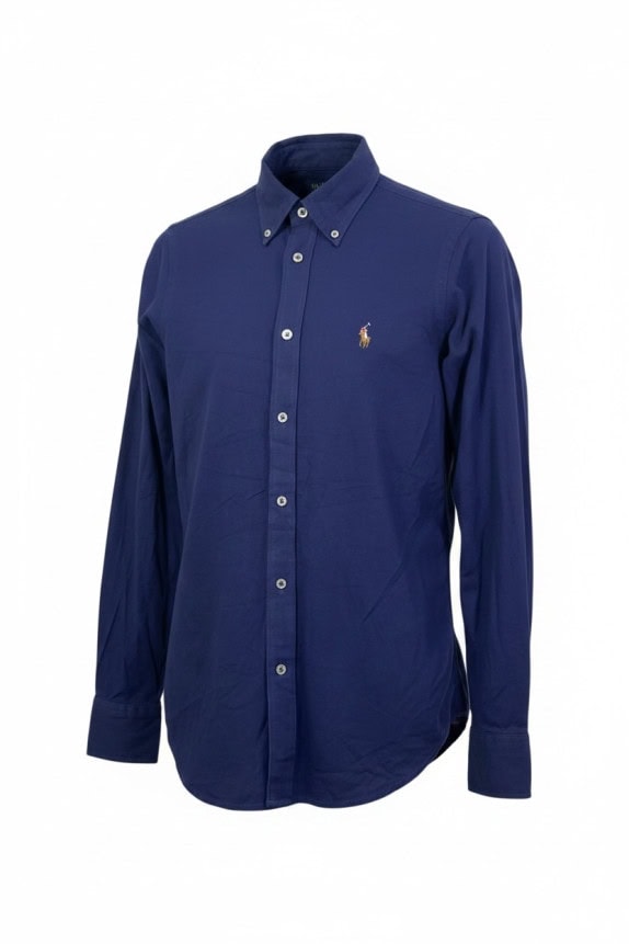 RALPH LAUREN CAMICIA OXFORD CLASSICA NAVY UOMO PRE OWNED XS