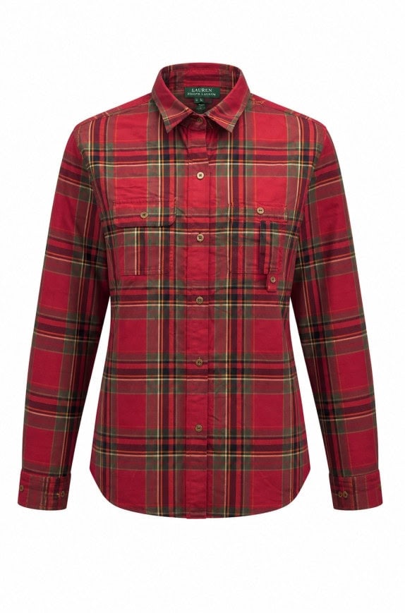 RALPH LAUREN ΠΟΥΚΑΜΙΣΟ PLAID ΚΟΚΚΙΝΟ ΓΥΝΑΙΚΕΙΟ PRE OWNED M
