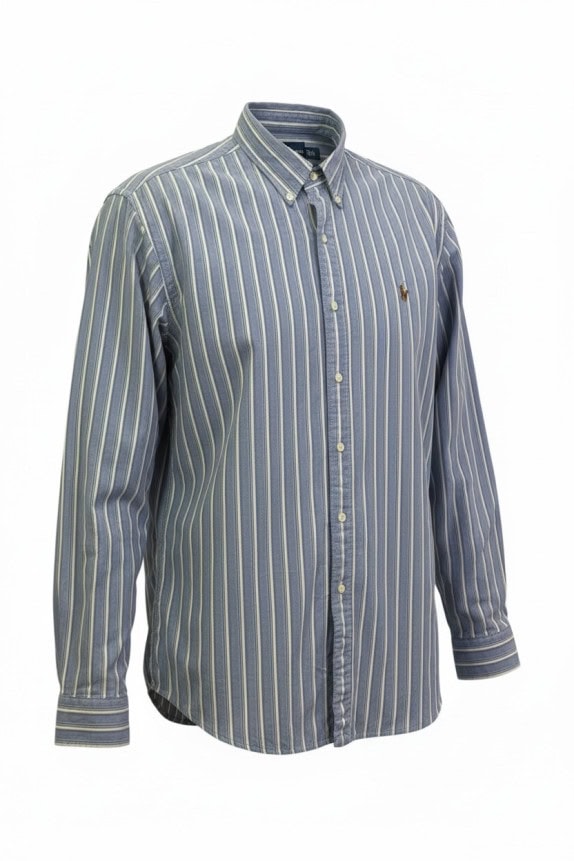 RALPH LAUREN ΠΟΥΚΑΜΙΣΟ ΡΙΓΕ CLASSIC FIT ΜΠΛΕ ΑΝΤΡΙΚΟ PRE OWNED L