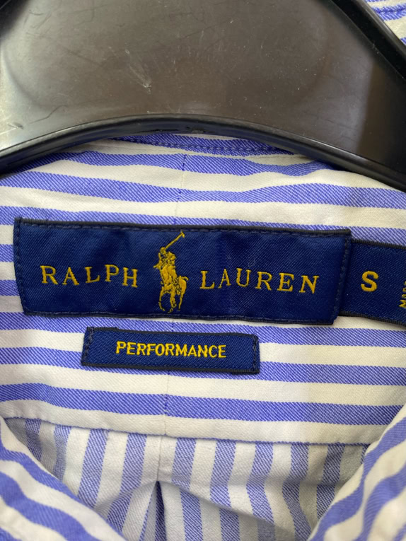 RALPH LAUREN Camicia a righe con logo blu unisex S