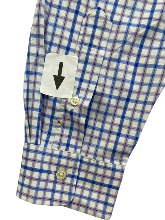 RALPH LAUREN CAMICIA BUTTON DOWN SLIM FIT A QUADRI BIANCA BLU UOMO PRE OWNED L