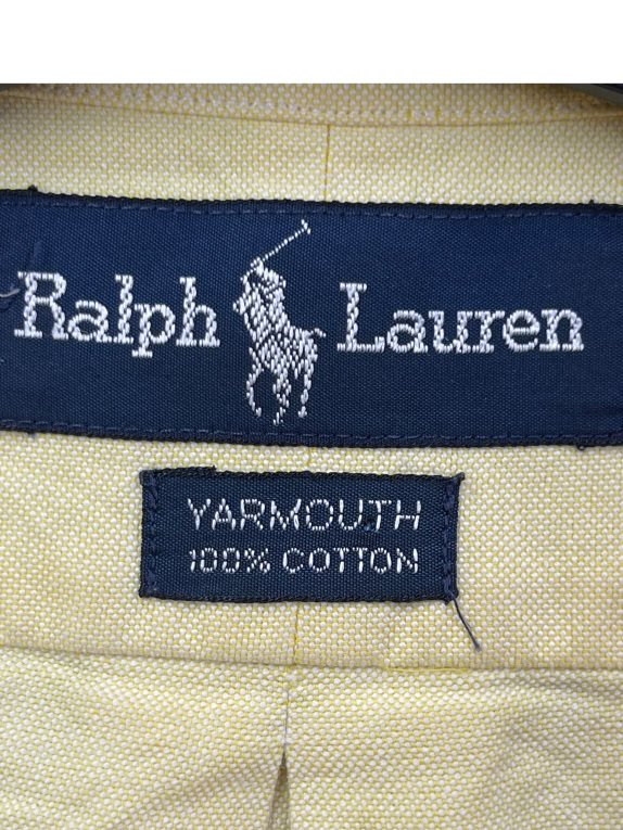 RALPH LAUREN Camicia Yarmouth Logo Gialla UNISEX XL