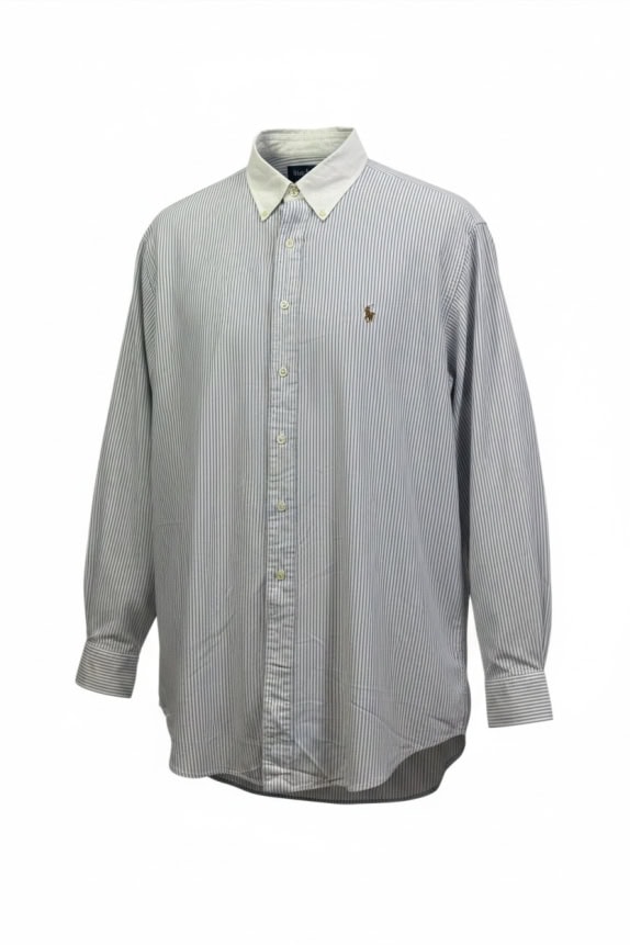 RALPH LAUREN Πουκάμισο Yarmouth Ριγέ Logo Μπλε / Λευκό UNISEX XXL