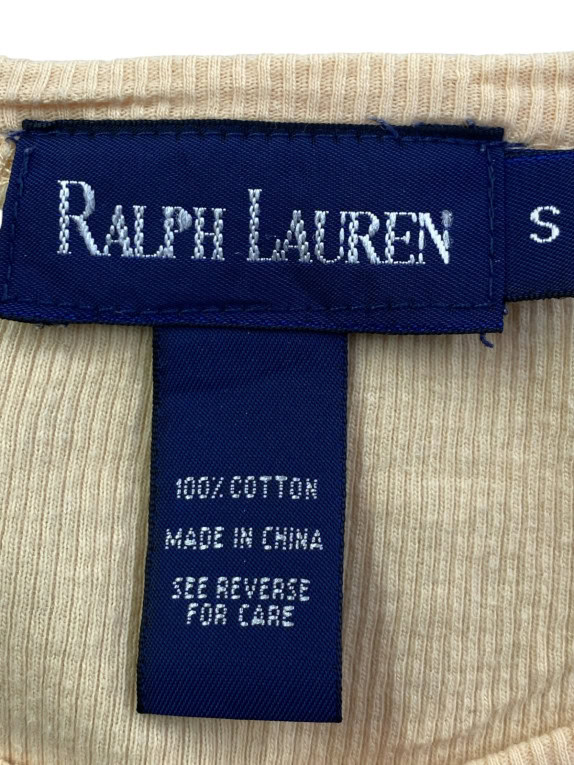 RALPH LAUREN RIBBED T SHIRT MINIMAL BEIGE ΓΥΝΑΙΚΕΙΟ PRE OWNED S