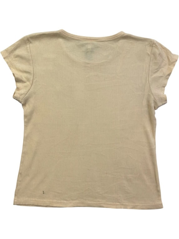 RALPH LAUREN RIBBED T SHIRT MINIMAL BEIGE ΓΥΝΑΙΚΕΙΟ PRE OWNED S