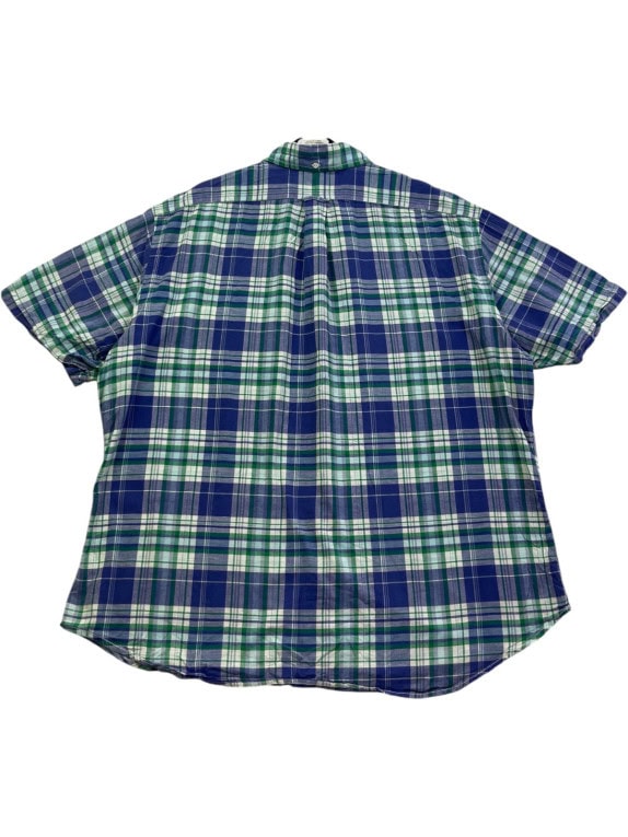RALPH LAUREN SPORT CAMICIA A MANICHE CORTE CLASSICA A QUADRI BLU VERDE UOMO PRE OWNED XL