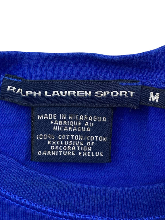 RALPH LAUREN SPORT ΜΑΚΡΥΜΑΝΙΚΗ ΜΠΛΟΥΖΑ ΚΛΑΣΙΚΗ ΡΙΓΕ ΜΠΛΕ ΛΕΥΚΟ ΓΥΝΑΙΚΕΙΟ PRE OWNED M