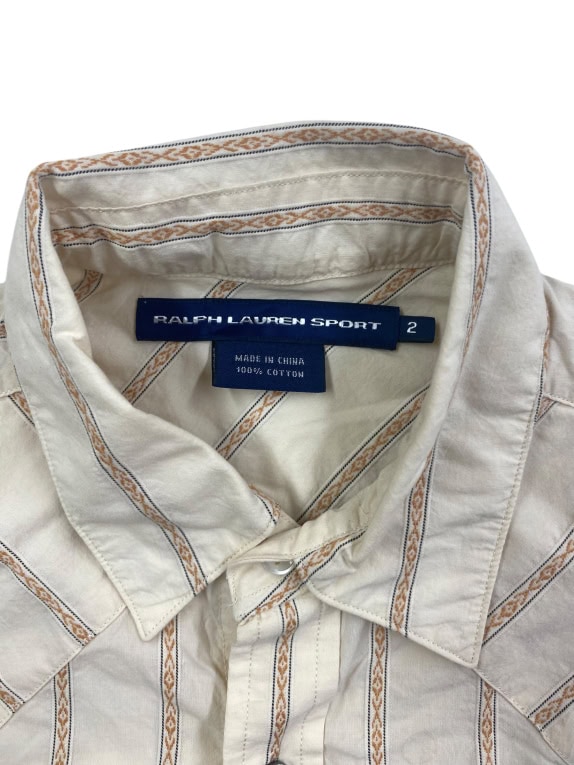 RALPH LAUREN SPORT Πουκάμισο Western Vintage Ριγέ Μπεζ/Ταμπά Γυναικείο S