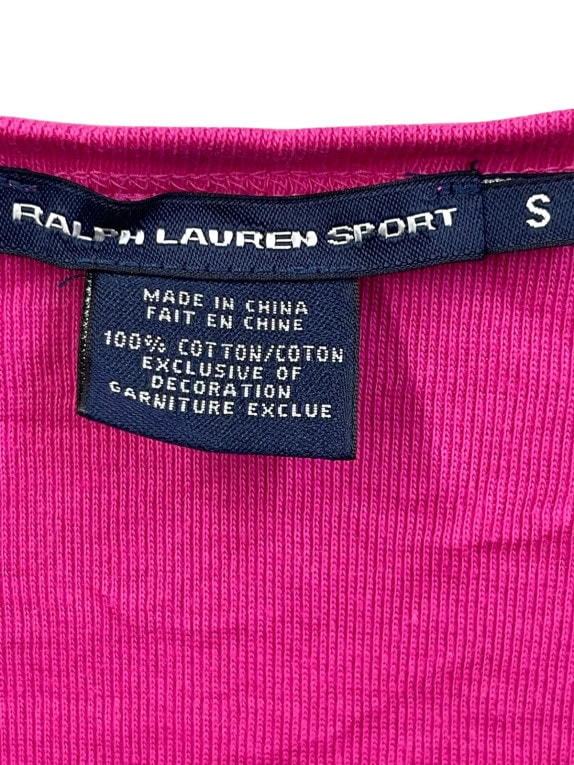 RALPH LAUREN SPORT V NECK ΜΑΚΡΥΜΑΝΙΚΗ ΜΠΛΟΥΖΑ MINIMAL ΦΟΥΞΙΑ ΓΥΝΑΙΚΕΙΟ PRE OWNED S