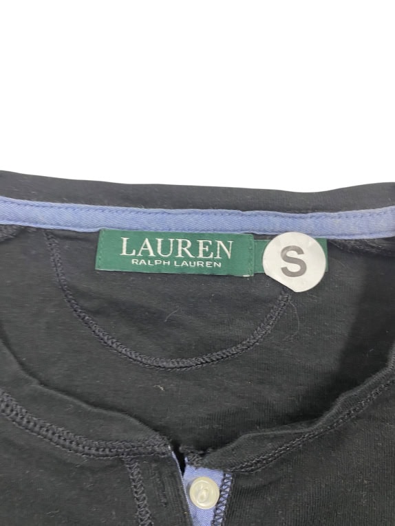 RALPH LAUREN T-Shirt Henley Κουμπιά Μαύρο Γυναικείο S