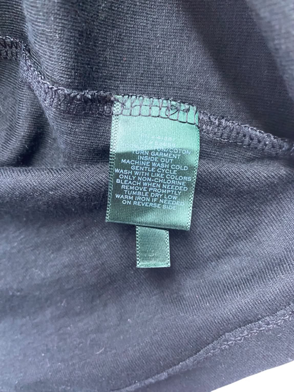 RALPH LAUREN T-Shirt Henley Κουμπιά Μαύρο Γυναικείο S