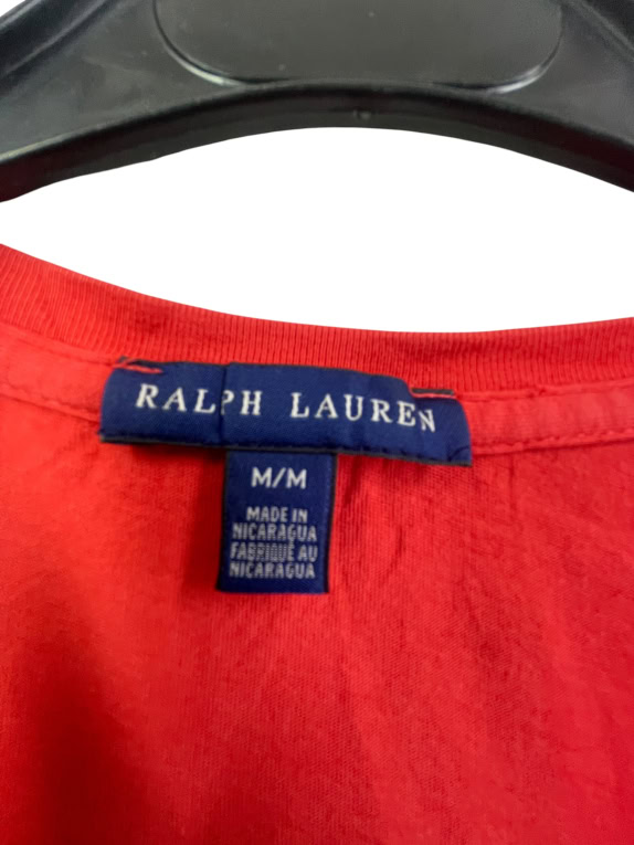 Ralph Lauren T-Shirt con scollo a V con logo rosso DONNA M