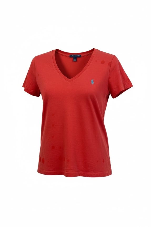 Ralph Lauren T-Shirt V-Neck Logo Κόκκινο ΓΥΝΑΙΚΕΙΟ M