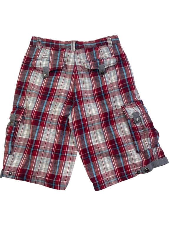 RAW BLUE CARGO SHORTS PLAID MULTICOLORE UOMO PRE OWNED M