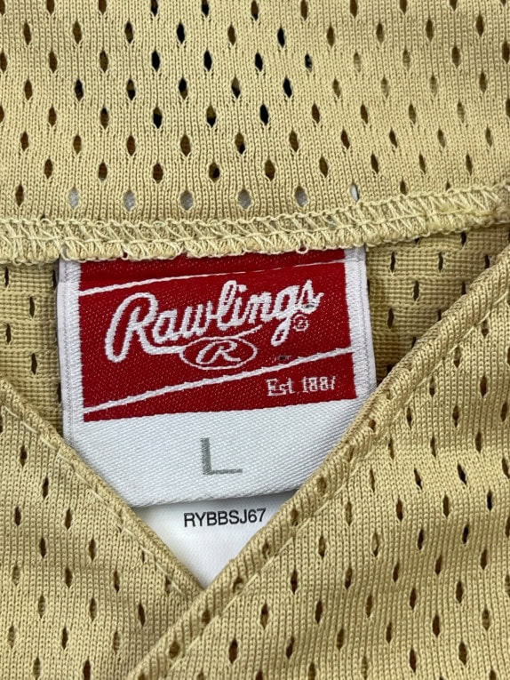 RAWLINGS BASEBALL JERSEY ATHLETIC BEIGE MENS PRE OWNED L