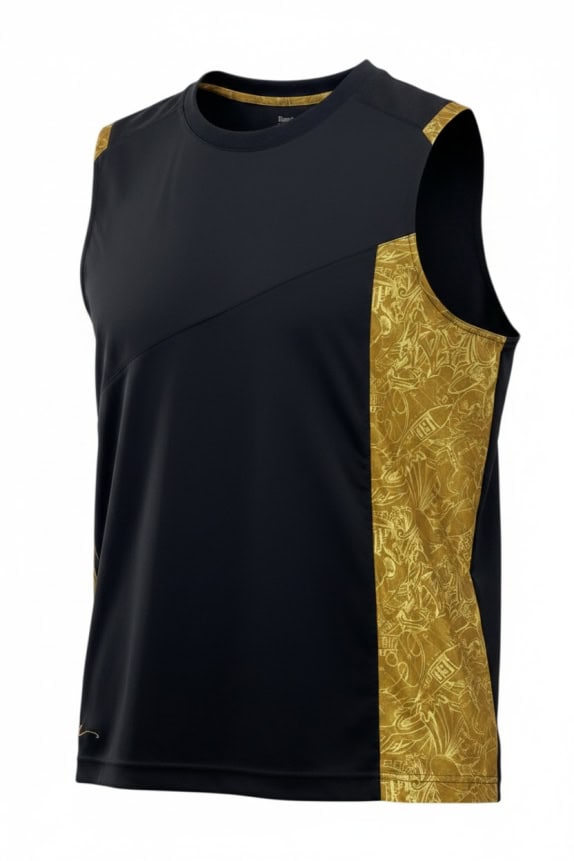 REEBOK PERFORMANCE TANK TOP BLACK/GOLD UNISEX L pre-owned